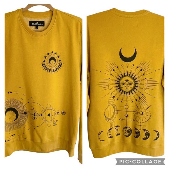 Blind Rooster Ravenheart Crewneck Sweatshirt Celestial Graphic Mustard Men LARGE - Picture 1 of 10